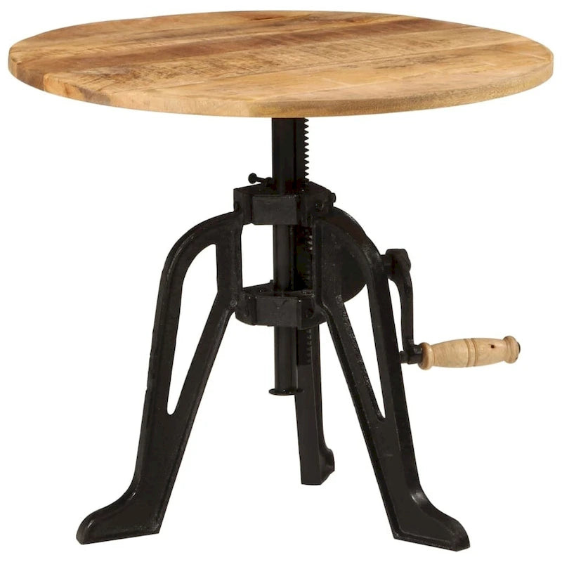 Mesa auxiliar redonda, de centro, para sofá, de madera maciza y hierro fundido