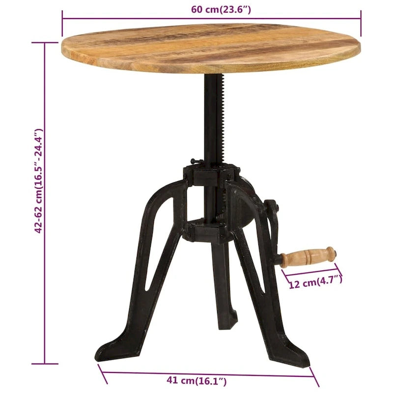 Mesa auxiliar redonda, de centro, para sofá, de madera maciza y hierro fundido