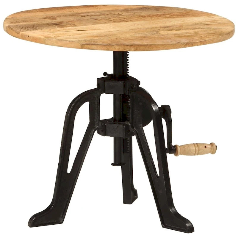 Mesa auxiliar redonda, de centro, para sofá, de madera maciza y hierro fundido