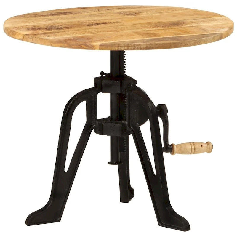 Mesa auxiliar redonda, de centro, para sofá, de madera maciza y hierro fundido