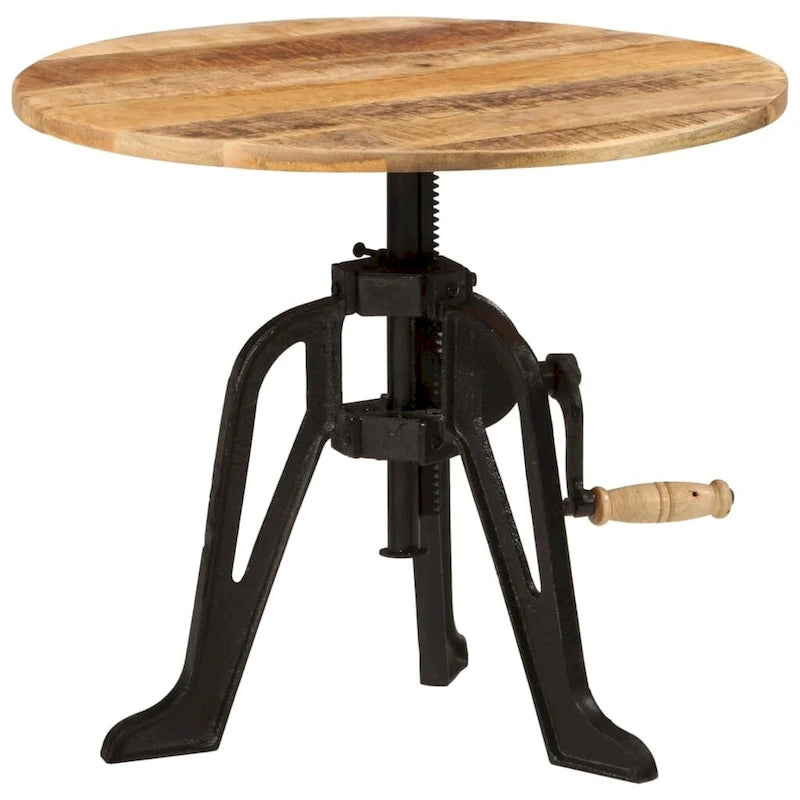 Mesa auxiliar redonda, de centro, para sofá, de madera maciza y hierro fundido