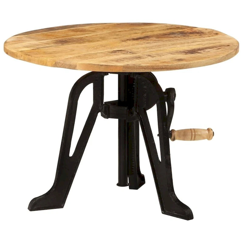 Mesa auxiliar redonda, de centro, para sofá, de madera maciza y hierro fundido