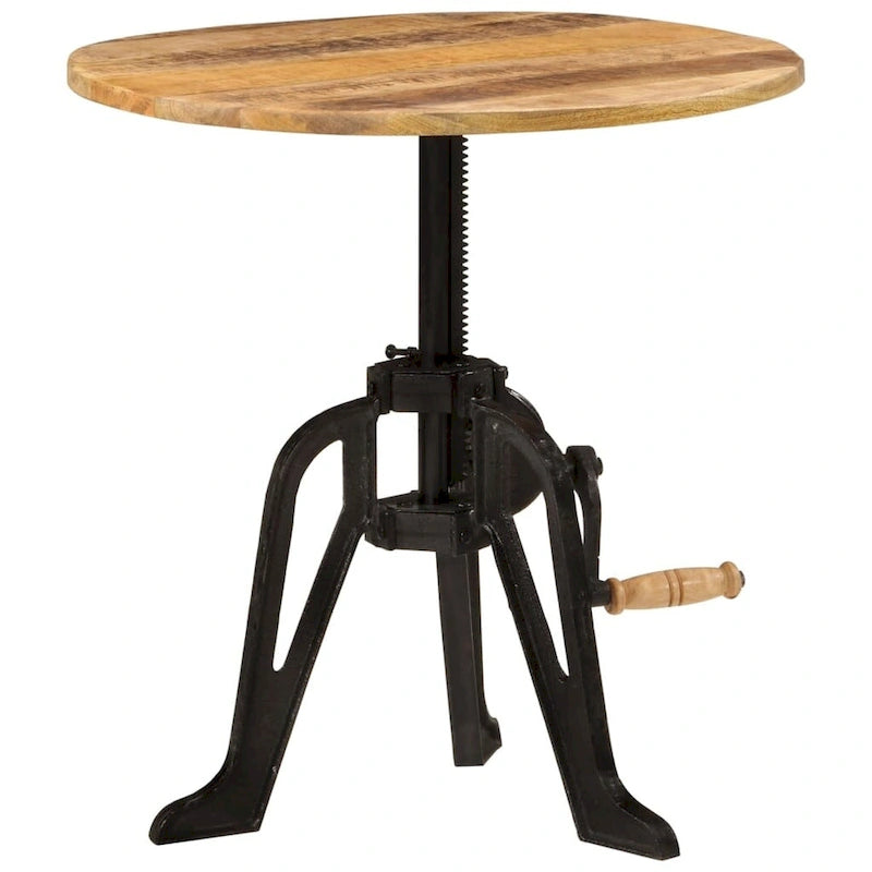 Mesa auxiliar redonda, de centro, para sofá, de madera maciza y hierro fundido