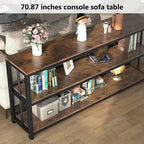 Mesa consola de 70.9, mesa de sofá de 3 niveles con estantes, marrón
