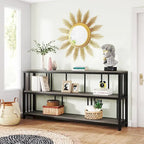 Mesa consola de 70.9, mesa de sofá de 3 niveles con estantes, marrón