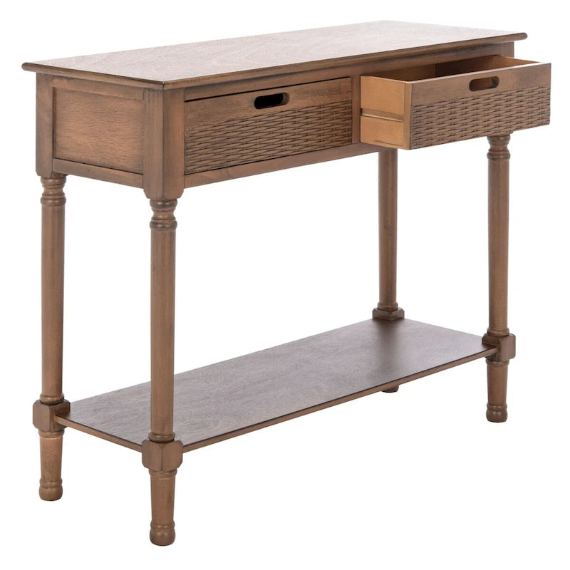 Mesa consola de 2 cajones con estante inferior abierto