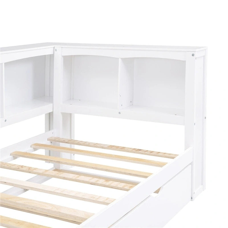 Cama nido individual con cama extraíble, armarios de almacenamiento y puertos USB