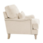 Sillón tapizado con cojín lumbar, estructura de madera maciza