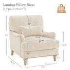 Sillón tapizado con cojín lumbar, estructura de madera maciza