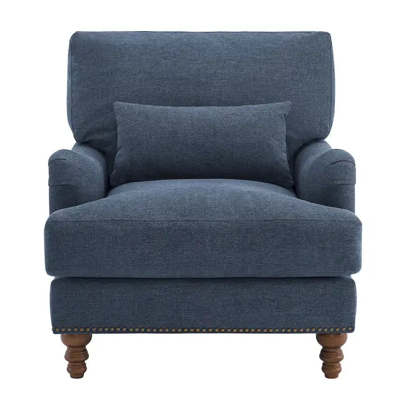 Sillón tapizado con cojín lumbar, estructura de madera maciza