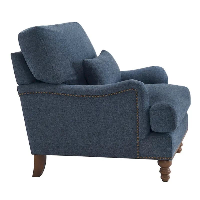 Sillón tapizado con cojín lumbar, estructura de madera maciza
