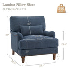 Sillón tapizado con cojín lumbar, estructura de madera maciza