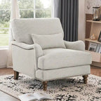 Sillón tapizado con cojín lumbar, estructura de madera maciza