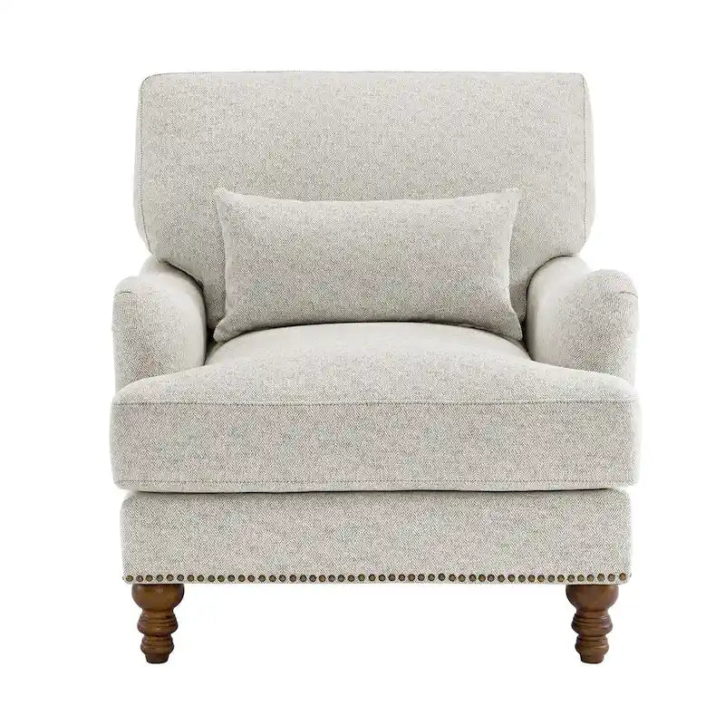 Sillón tapizado con cojín lumbar, estructura de madera maciza