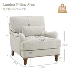 Sillón tapizado con cojín lumbar, estructura de madera maciza