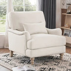 Sillón tapizado con cojín lumbar, estructura de madera maciza