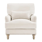 Sillón tapizado con cojín lumbar, estructura de madera maciza