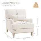 Sillón tapizado con cojín lumbar, estructura de madera maciza