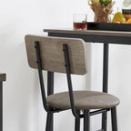 Juego de mesa de bar y 2 sillas de 3 piezas, taburetes de bar de estilo industrial con asiento tapizado en PU y respaldo