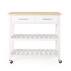 Carro de cocina moderno con 2 cajones, 2 estantes y ruedas con freno