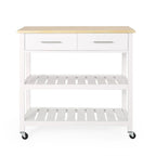 Carro de cocina moderno con 2 cajones, 2 estantes y ruedas con freno