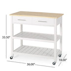 Carro de cocina moderno con 2 cajones, 2 estantes y ruedas con freno