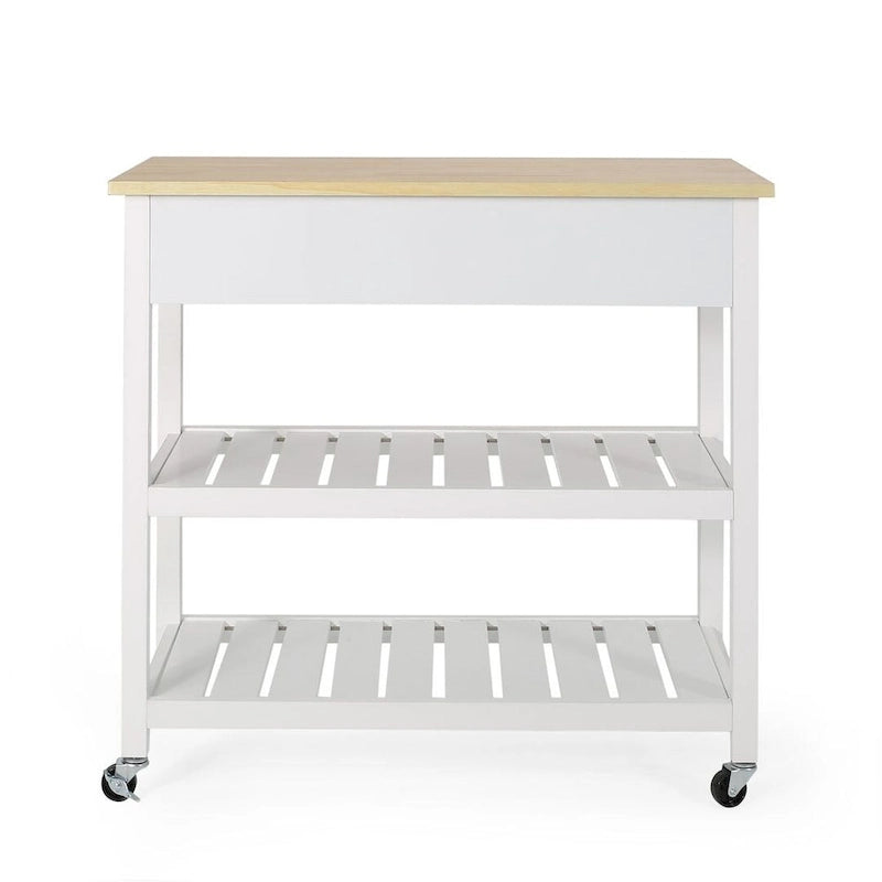 Carro de cocina moderno con 2 cajones, 2 estantes y ruedas con freno