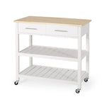 Carro de cocina moderno con 2 cajones, 2 estantes y ruedas con freno