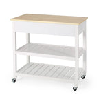 Carro de cocina moderno con 2 cajones, 2 estantes y ruedas con freno