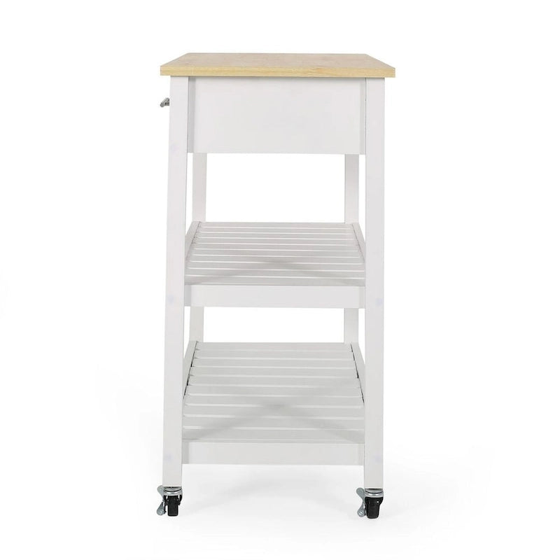 Carro de cocina moderno con 2 cajones, 2 estantes y ruedas con freno
