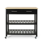 Carro de cocina moderno con 2 cajones, 2 estantes y ruedas con freno