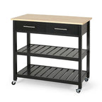 Carro de cocina moderno con 2 cajones, 2 estantes y ruedas con freno
