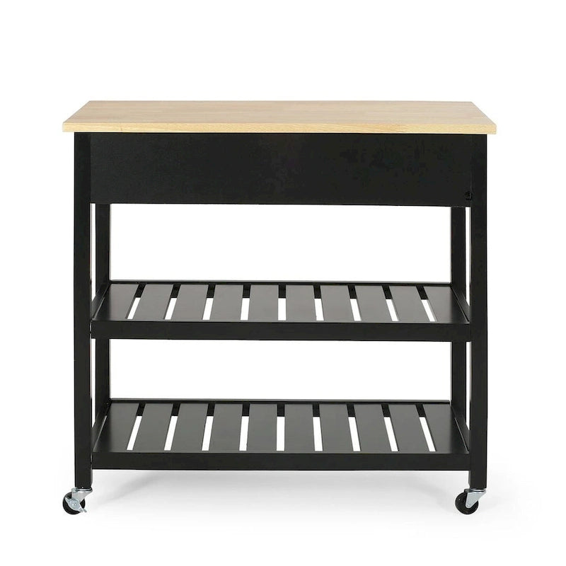 Carro de cocina moderno con 2 cajones, 2 estantes y ruedas con freno