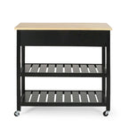Carro de cocina moderno con 2 cajones, 2 estantes y ruedas con freno