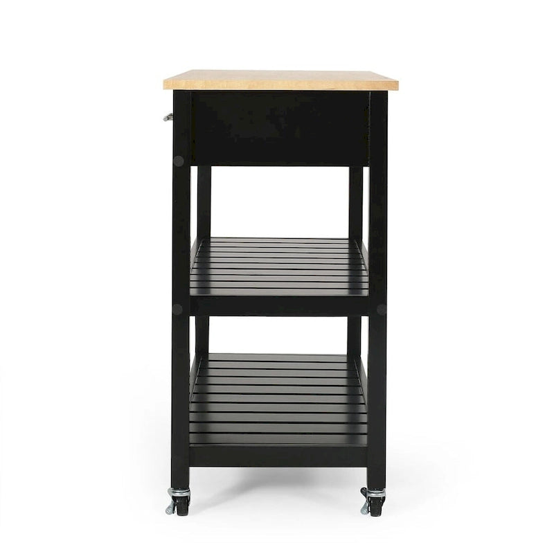 Carro de cocina moderno con 2 cajones, 2 estantes y ruedas con freno
