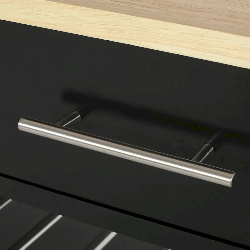 Carro de cocina moderno con 2 cajones, 2 estantes y ruedas con freno