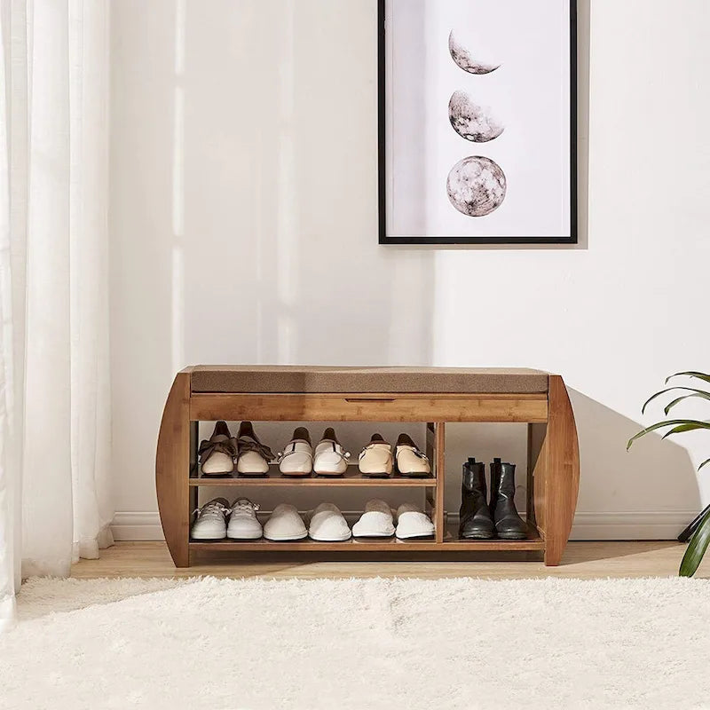 Zapatero sencillo de varios niveles, Banco para cambiarse los zapatos, Combinación de mueble zapatero, Banco de almacenamiento multifuncional