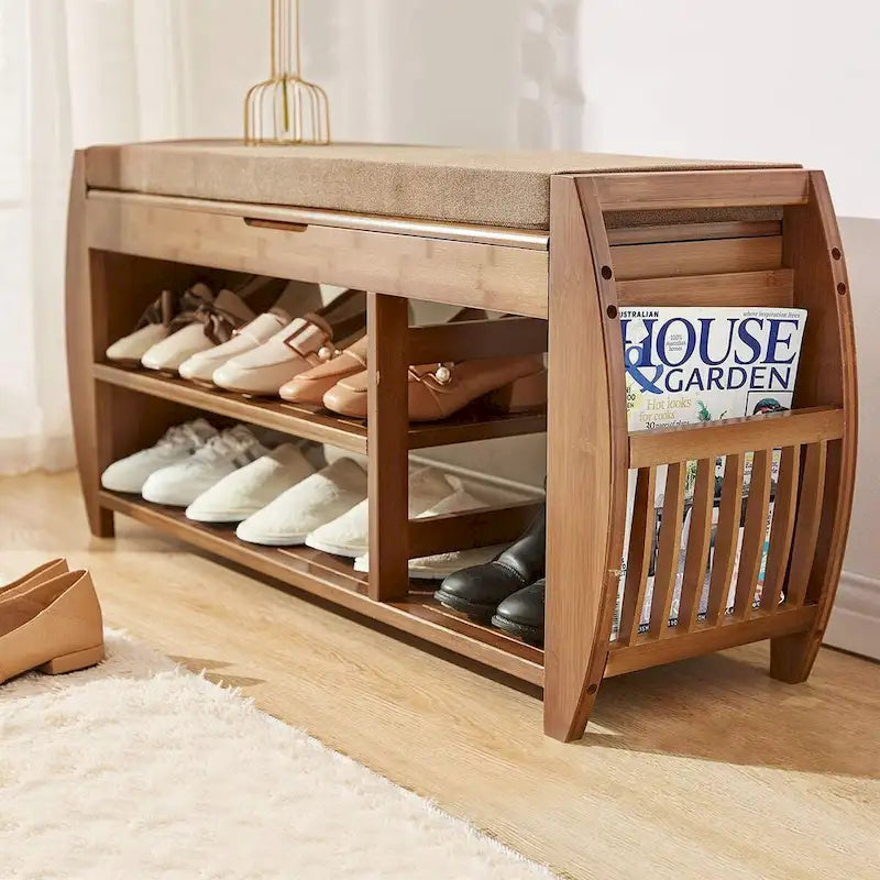 Zapatero sencillo de varios niveles, Banco para cambiarse los zapatos, Combinación de mueble zapatero, Banco de almacenamiento multifuncional