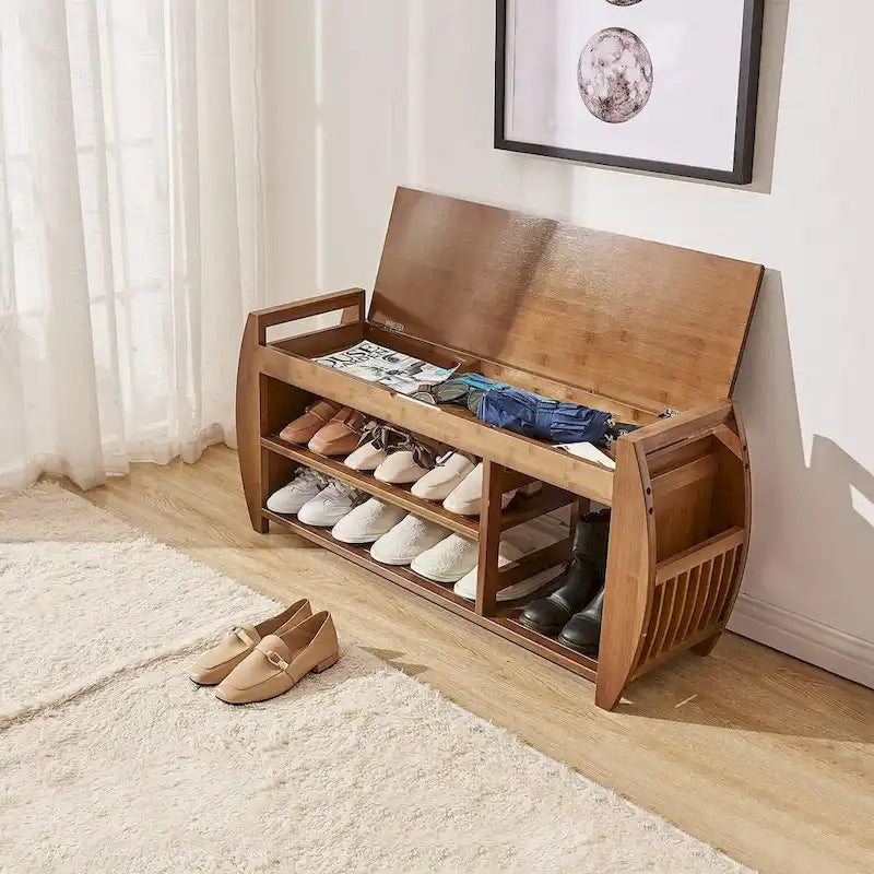 Zapatero sencillo de varios niveles, Banco para cambiarse los zapatos, Combinación de mueble zapatero, Banco de almacenamiento multifuncional