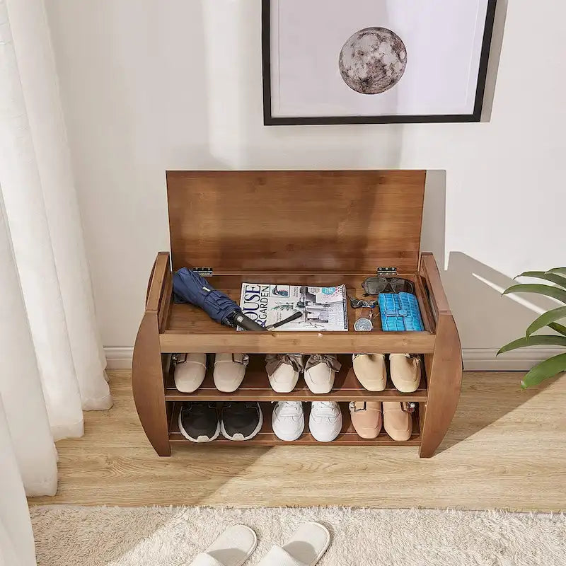 Zapatero sencillo de varios niveles, Banco para cambiarse los zapatos, Combinación de mueble zapatero, Banco de almacenamiento multifuncional