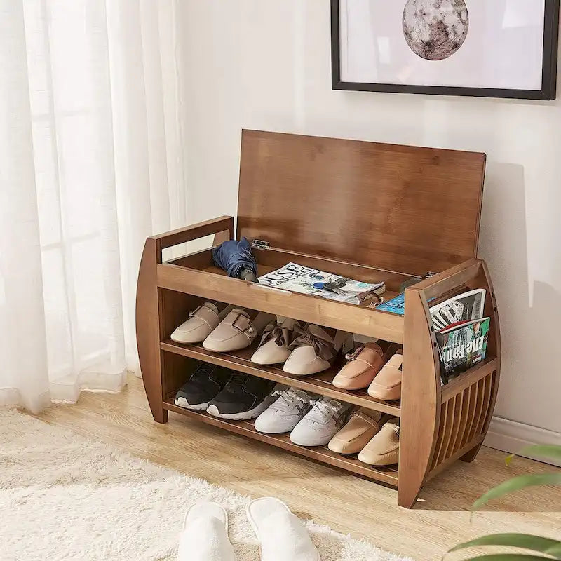 Zapatero sencillo de varios niveles, Banco para cambiarse los zapatos, Combinación de mueble zapatero, Banco de almacenamiento multifuncional