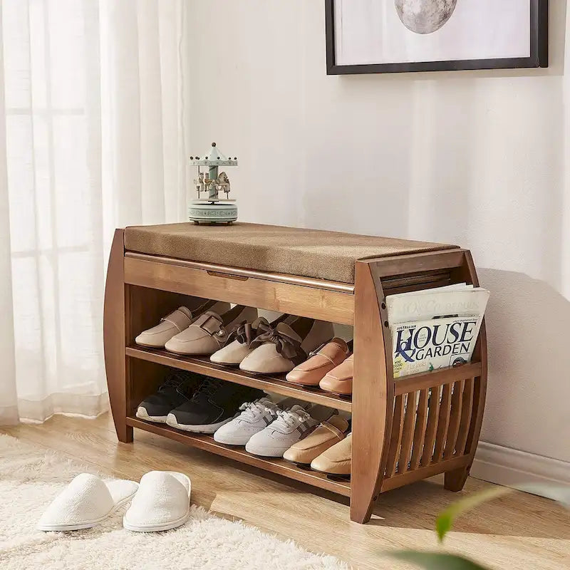 Zapatero sencillo de varios niveles, Banco para cambiarse los zapatos, Combinación de mueble zapatero, Banco de almacenamiento multifuncional