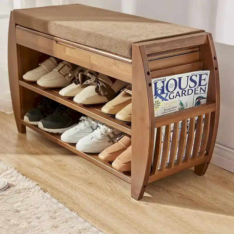 Zapatero sencillo de varios niveles, Banco para cambiarse los zapatos, Combinación de mueble zapatero, Banco de almacenamiento multifuncional