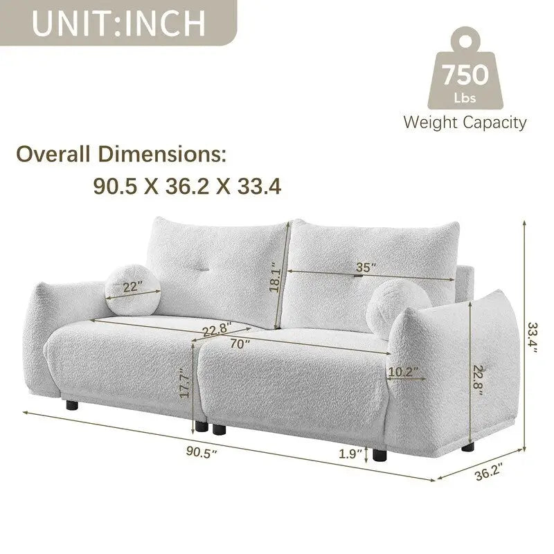 90 cómodos sofás con 2 cojines y 2 almohadas esféricas