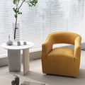 Sillón giratorio decorativo de terciopelo con respaldo abierto y base metálica