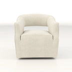 Sillón giratorio decorativo de terciopelo con respaldo abierto y base metálica