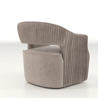 Sillón giratorio decorativo de terciopelo con respaldo abierto y base metálica