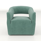 Sillón giratorio decorativo de terciopelo con respaldo abierto y base metálica