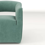 Sillón giratorio decorativo de terciopelo con respaldo abierto y base metálica