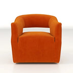 Sillón giratorio decorativo de terciopelo con respaldo abierto y base metálica